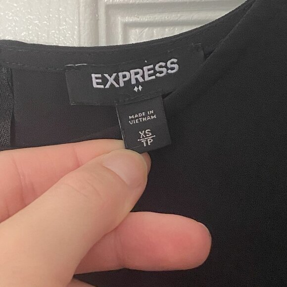 2/$40 - EXPRESS Black Peplum Blouse with Tie Back - Picture 4 of 6